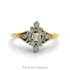 1/2cttw Flower Shaped Diamond Cluster Ring in 14k Yellow Gold - Thumbnail 1