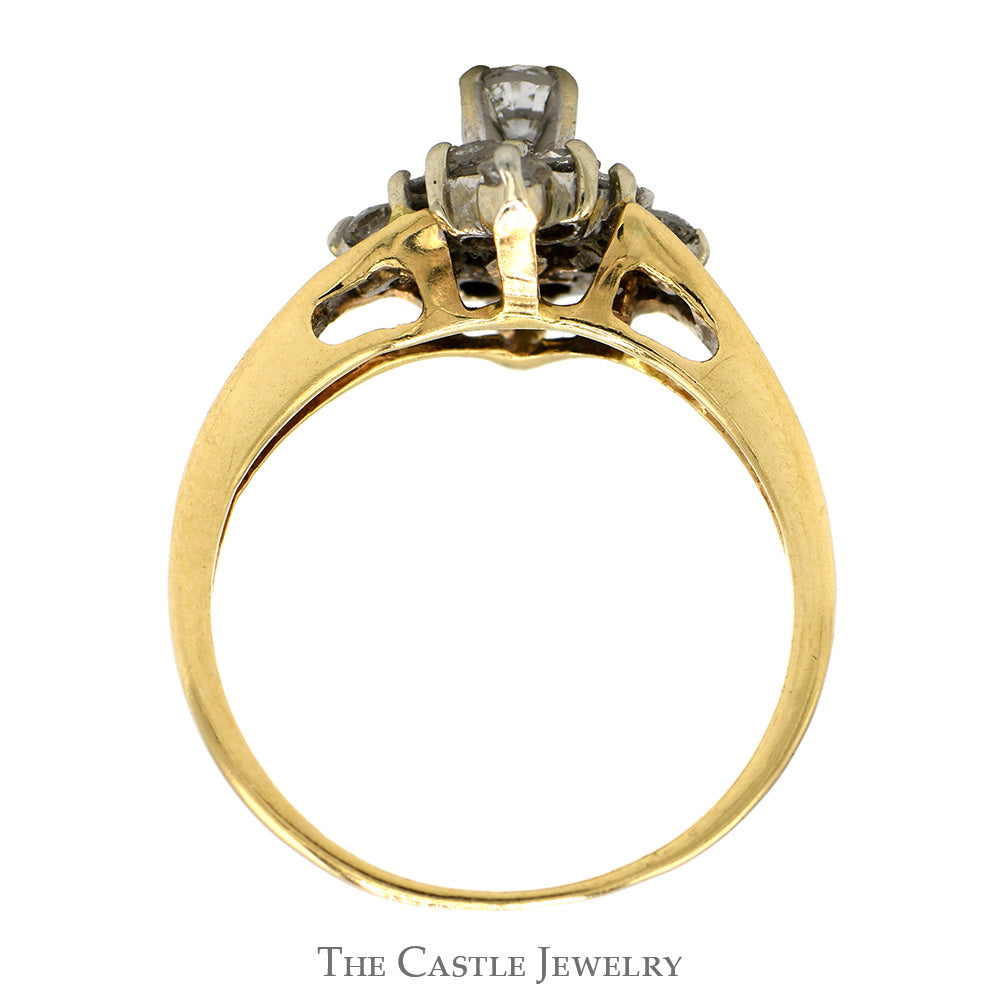 1/2cttw Flower Shaped Diamond Cluster Ring in 14k Yellow Gold