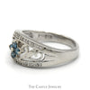 1/4cttw Blue Diamond Flower Cluster with Diamond Accents in 14k White Gold Floral Band - Thumbnail 3