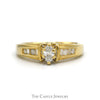 Marquise Diamond Engagement Ring .20CT With .30CTTW Channel-Set Baguette Cut Diamonds In 14KT Yellow Gold - Thumbnail 1