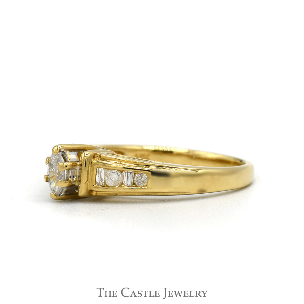 Marquise Diamond Engagement Ring .20CT With .30CTTW Channel-Set Baguette Cut Diamonds In 14KT Yellow Gold