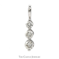 Three Diamond Pendant With .75 CTTW In 14KT White Gold