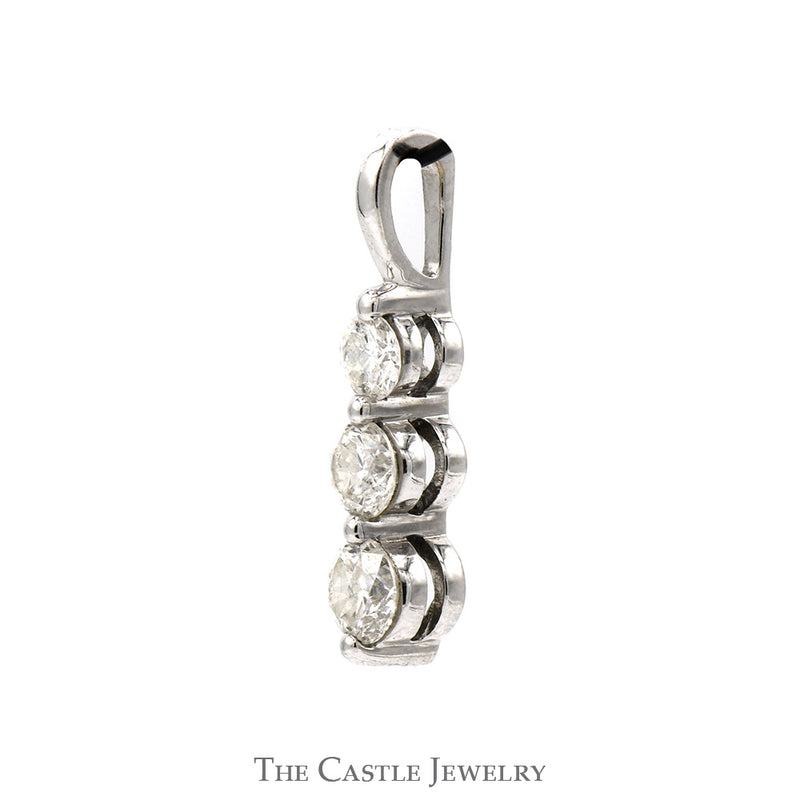 Three Diamond Pendant With .75 CTTW In 14KT White Gold