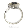 Bezel Set Square Alexandrite Ring with Diamond Accents and Matching Band in 14k White Gold - Thumbnail 2