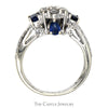 1cttw Diamond Flower Cluster Engagement Ring with Sapphire & Diamond Accents in 10k White Gold - Thumbnail 2
