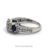 1cttw Diamond Flower Cluster Engagement Ring with Sapphire & Diamond Accents in 10k White Gold - Thumbnail 3