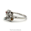 Diamond & Multi Gemstone Cluster Ring in 14k White Gold - Thumbnail 3