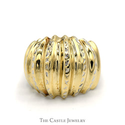 Dome Ring With Diamond Cut Design In 10 KT Yellow Gold