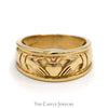 14k Yellow Gold Claddagh Style Wedding Band with Ridged Design - Size 8.5 - Thumbnail 1