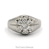Men's 1cttw 7 Diamond Cluster Ring with Scalloped Mounting in 14k White Gold - Thumbnail 1