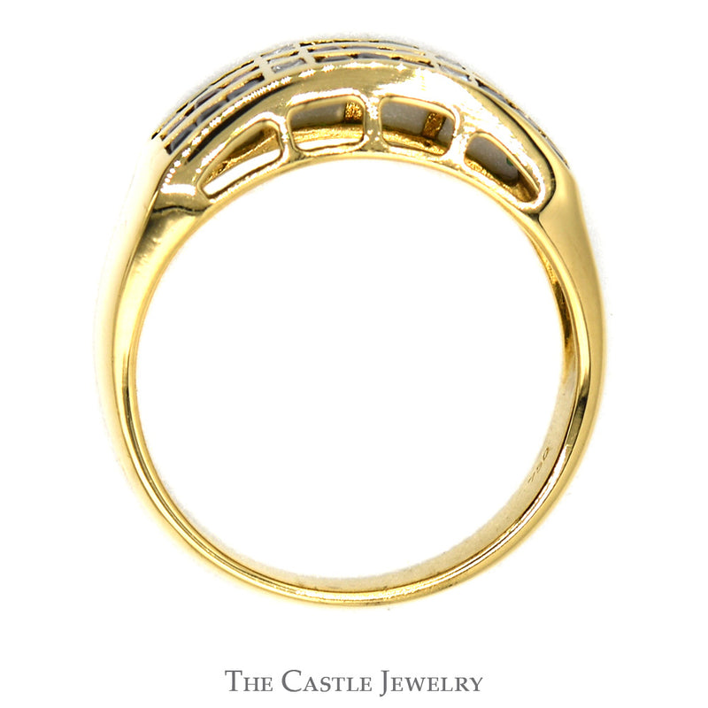 Princess Cut Sapphire, Ruby & Emerald Multi Row Ring with Diamond Accents in 18k Yellow Gold