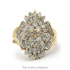 1/2cttw Baguette and Round Diamond Cluster Ring in 10k Yellow Gold - Thumbnail 1