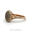 Oval Shaped Cocoa Diamond Cluster with White Diamond Halo and Accented Sides in 14k Rose Gold - Thumbnail 3