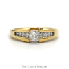 1/4cttw Diamond Solitaire Engagement Ring with Diamond Accented Sides in 14k Yellow Gold - Thumbnail 1