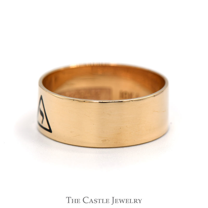 14th Degree Scottish Rite Masonic 8mm Band with Inscription in 10k Yellow Gold