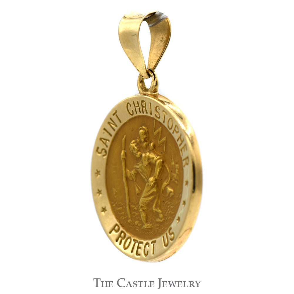 Saint Christopher Coin Pendant in 14k Yellow Gold