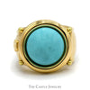 Round Turquoise Cuff Ring in 18k Yellow Gold - Thumbnail 1