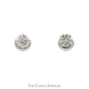 1cttw Round Brilliant Cut Diamond Stud Earrings in 14k White Gold Screw Back Posts - Thumbnail 1