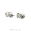1cttw Round Brilliant Cut Diamond Stud Earrings in 14k White Gold Screw Back Posts - Thumbnail 2