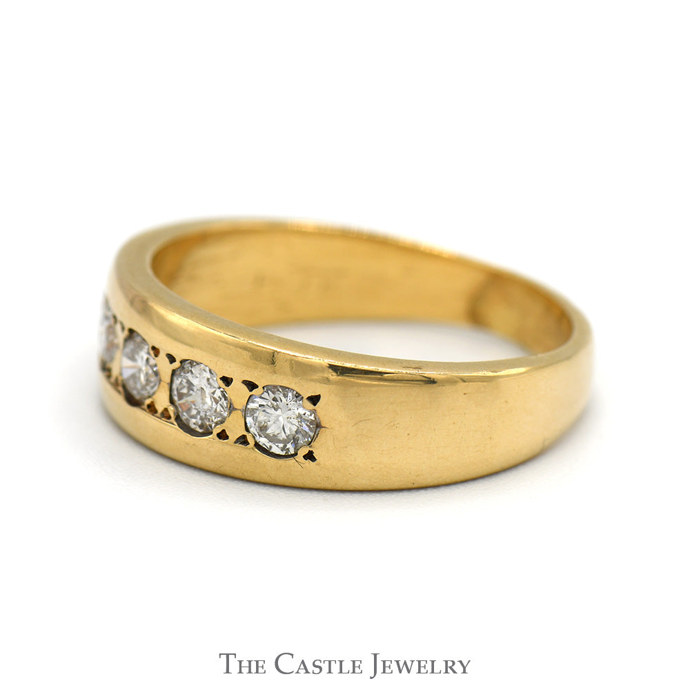 1/2cttw 5 Round Diamond Wedding Band in 14k Yellow Gold