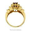 Oval Ruby Ring with Diamond Halo and Baguette Cut Accented Sides in 14k Yellow Gold - Thumbnail 2