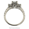 1cttw Three Stone Princess Cut Diamond Engagement Ring with Round Diamond Accents in 10k White Gold - Thumbnail 2