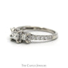 1cttw Three Stone Princess Cut Diamond Engagement Ring with Round Diamond Accents in 10k White Gold - Thumbnail 3