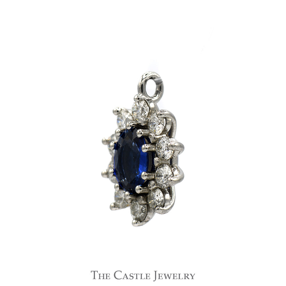 Oval Sapphire Pendant with .60cttw Diamond Halo in Platinum