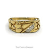 Nugget Designed Ring with Illusion Set Diamond Accents in 10k Yellow Gold - Thumbnail 1