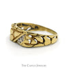 Nugget Designed Ring with Illusion Set Diamond Accents in 10k Yellow Gold - Thumbnail 3