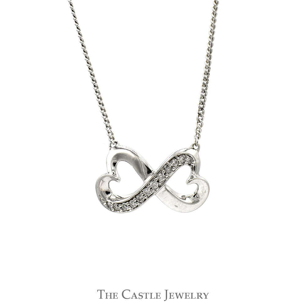 18 Inch Diamond Infinity Heart Necklace in 10k White Gold