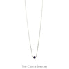 18.5 Inch Half Bezel Set Round Amethyst Necklace in 14k White Gold Snake Chain - Thumbnail 1