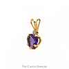 Heart Cut Amethyst Solitaire Pendant with Cubic Zirconia Accent in 10k Yellow Gold Split Bail - Thumbnail 2