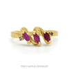 Triple Marquise Cut Ruby Ring with Diamond Accents in 10k Yellow Gold - Thumbnail 1