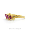 Triple Marquise Cut Ruby Ring with Diamond Accents in 10k Yellow Gold - Thumbnail 3