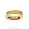 Channel Set Sapphire & Diamond Wedding Band in 14k Yellow Gold - Thumbnail 1