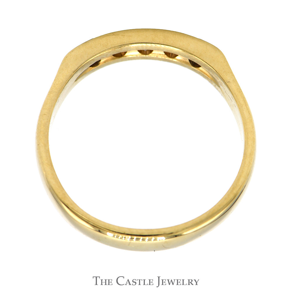 Channel Set Sapphire & Diamond Wedding Band in 14k Yellow Gold