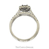 1cttw Round Diamond Solitaire Bridal Set with Diamond Halo and Diamond Accented Sides with Matching Band in 10k White Gold - Thumbnail 2