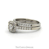 1cttw Round Diamond Solitaire Bridal Set with Diamond Halo and Diamond Accented Sides with Matching Band in 10k White Gold - Thumbnail 3