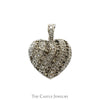 Heart Shaped Cocoa and White Diamond Cluster Pendant in 14k White Gold - Thumbnail 1