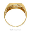 Eagle Designed Ring with Illusion Set Diamond Accents and Leaf Designed Sides in 10k Yellow Gold - Thumbnail 2