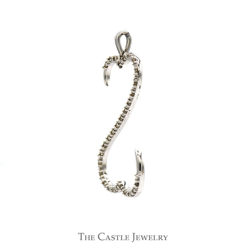 Double Open Heart Diamond Pendant in 10k White Gold