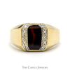 Men's Tiger's Eye Ring with Diamond Accents in 14k Yellow Gold - Thumbnail 1