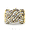 1cttw Baguette and Round Diamond Interwoven Cluster Bypass Ring in 10k Yellow Gold - Thumbnail 1