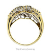 1cttw Baguette and Round Diamond Interwoven Cluster Bypass Ring in 10k Yellow Gold - Thumbnail 2