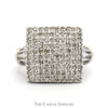 1cttw Square Shaped Diamond Cluster Ring with Bar Designed Sides in 14k White Gold - Thumbnail 1