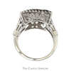 1cttw Square Shaped Diamond Cluster Ring with Bar Designed Sides in 14k White Gold - Thumbnail 2