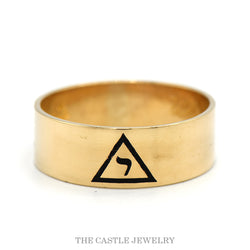 14K Yellow Gold Masonic Ring Men’s 7.75mm Band