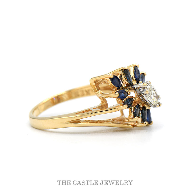 Side profile of the 14k yellow gold sapphire starburst ring