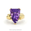10k yellow gold trillion-cut amethyst solitaire ring — top view - Thumbnail 1